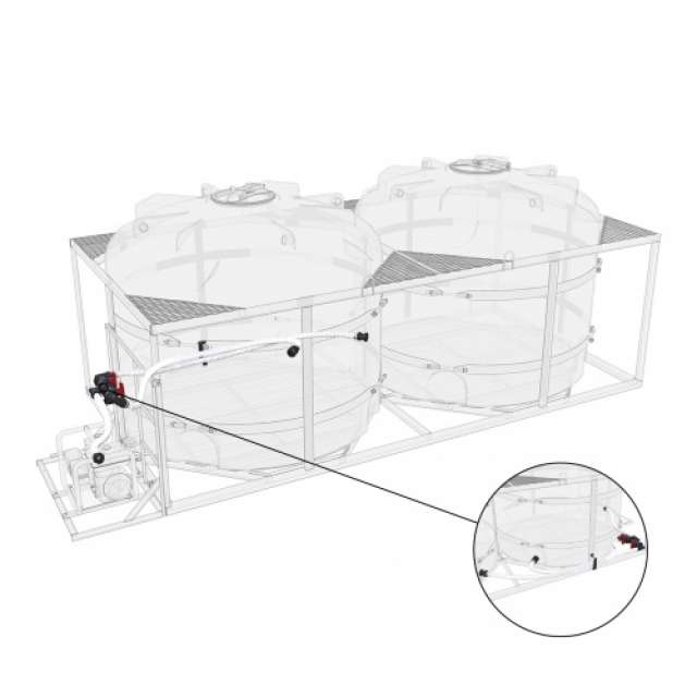 Комплект слива (химстойкий) торцевой для мотопомпы G2 (Ø 50мм) на две емкости TR 