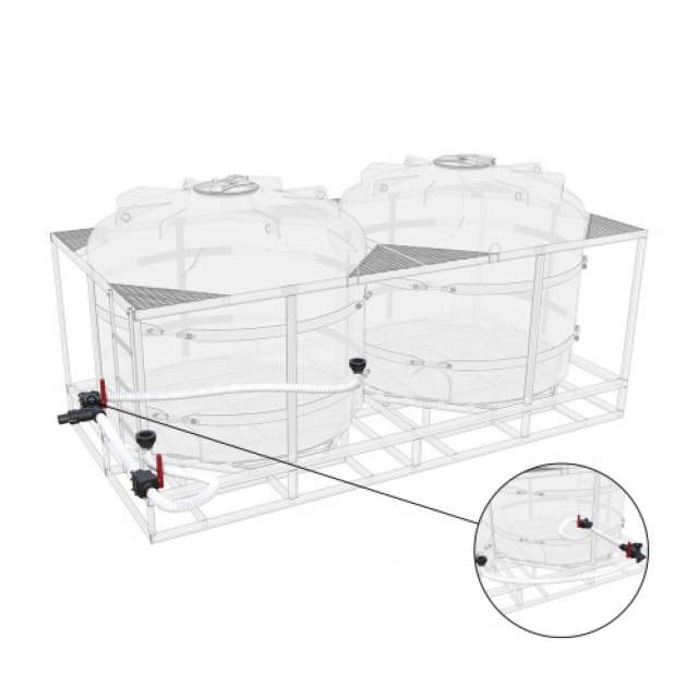Комплект слива (химстойкий) торцевой для мотопомпы G3 (Ø 76мм) на две емкости TR 