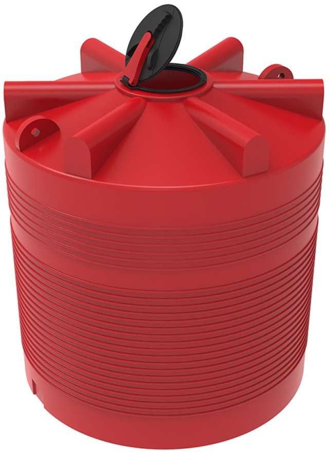 Емкость вертикально-цилиндрическая усиленная  ЭВЛ 5000 л для КАС с откидной крышкой (красная) 